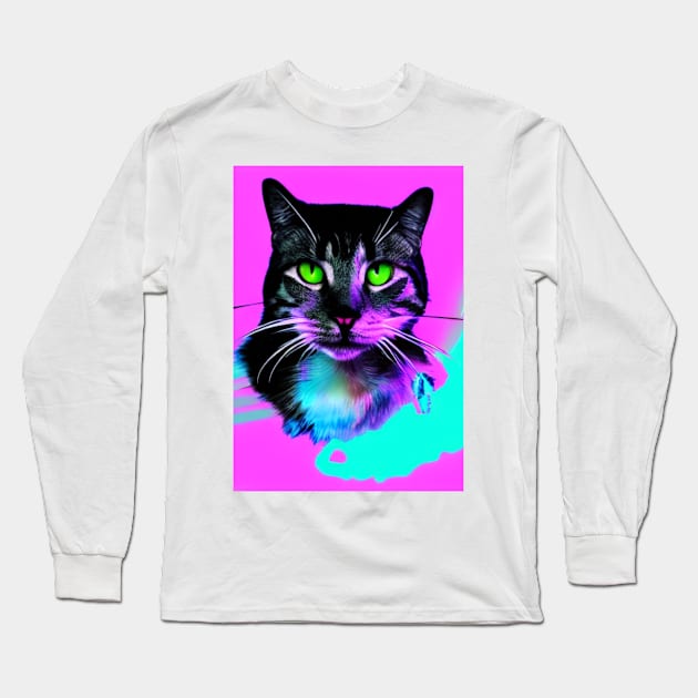 Cat green eyes t-shirt Long Sleeve T-Shirt by Laakiiart